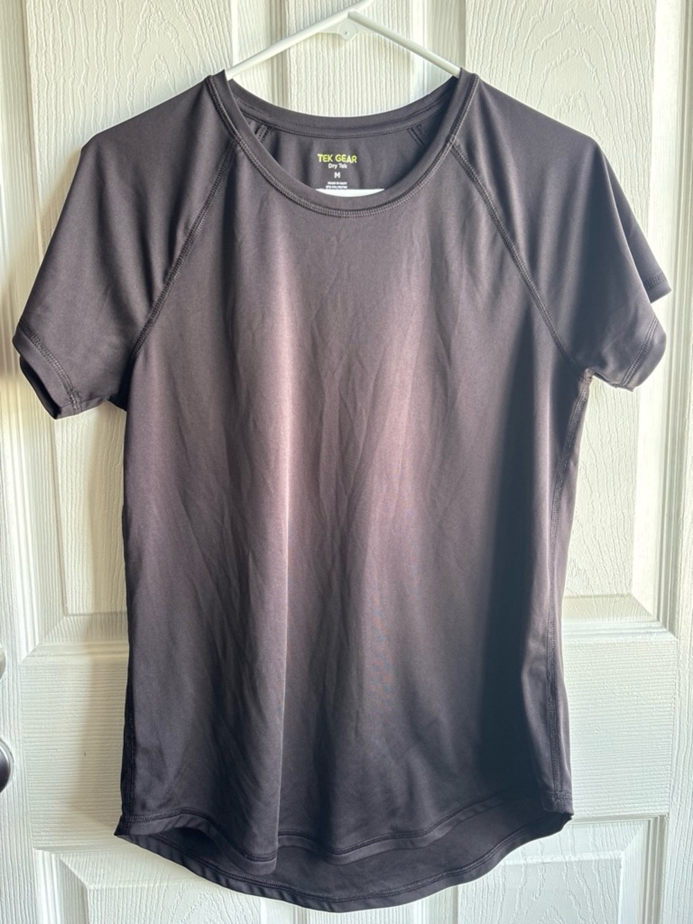 👟Tek Gear Dry Tek Black Solid Crew Neck Raglan Athletic Tee Polyester M